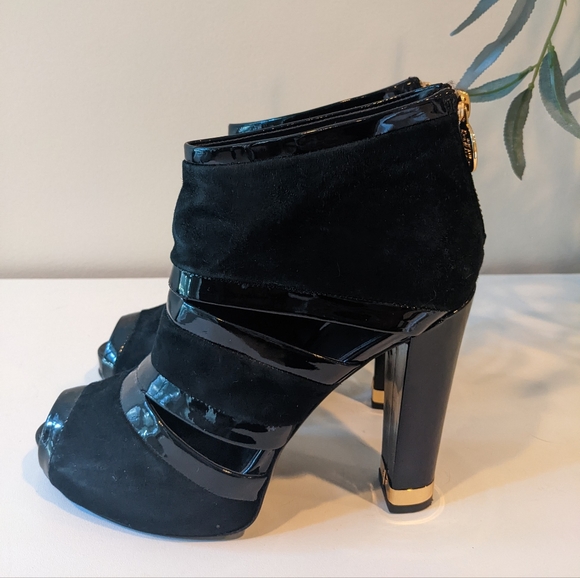 SOLD Tory Burch Lucille Black Suede Platform Ankle Boots 37 7 - Picture 2 of 12